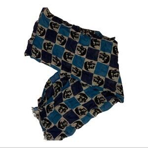 Skull blue and black lightweight ruff edged scarf or wrap!